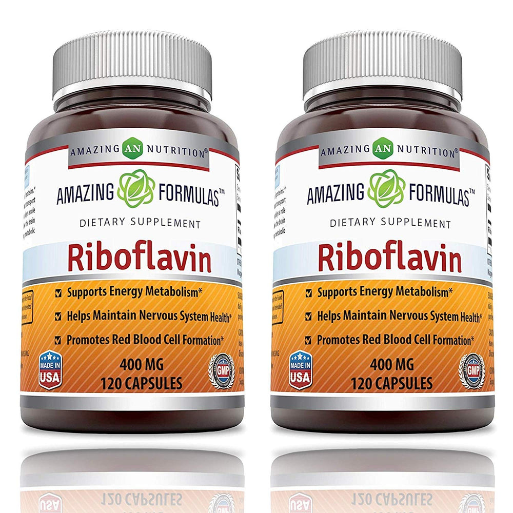 Amazing Nutrition riboflavin 400 mg capsules bottle for daily energy support