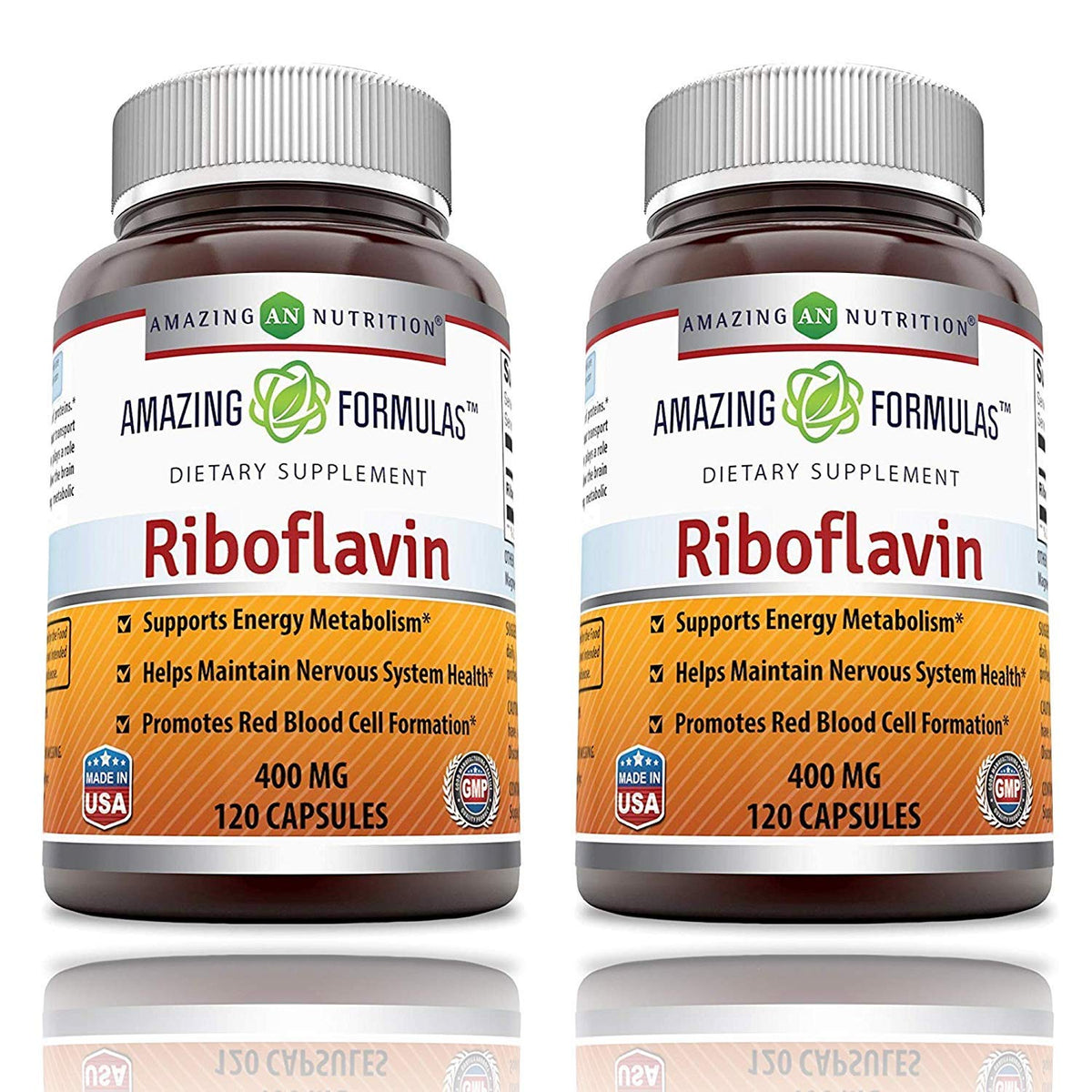Amazing Nutrition riboflavin 400 mg capsules bottle for daily energy support