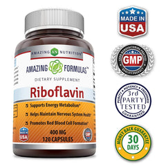 Amazing Nutrition riboflavin 400 mg capsules pack for on-the-go supplementation
