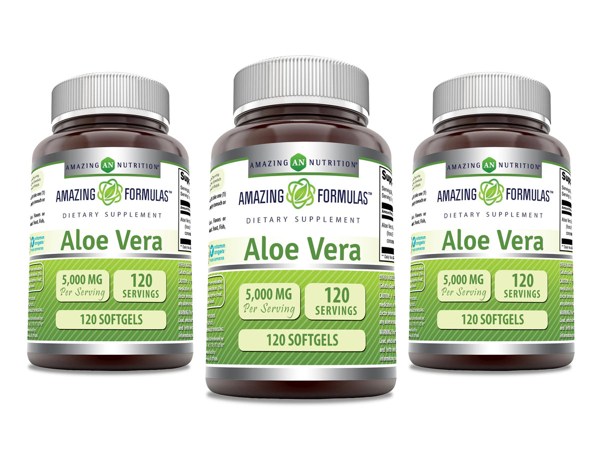 Amazing Formulas Aloe Vera softgels bottle front for daily wellness.