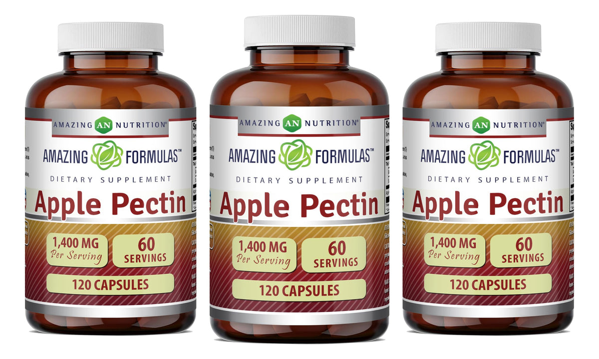 Amazing Nutrition Apple Pectin 1400 mg bottle on desk may support daily digestion