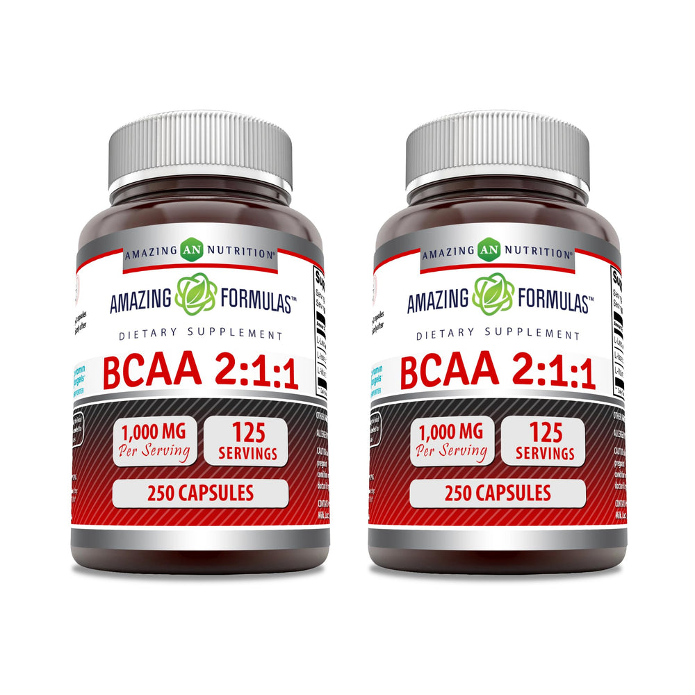 Amazing Nutrition BCAA 2:1:1 capsules front view for workout routine support