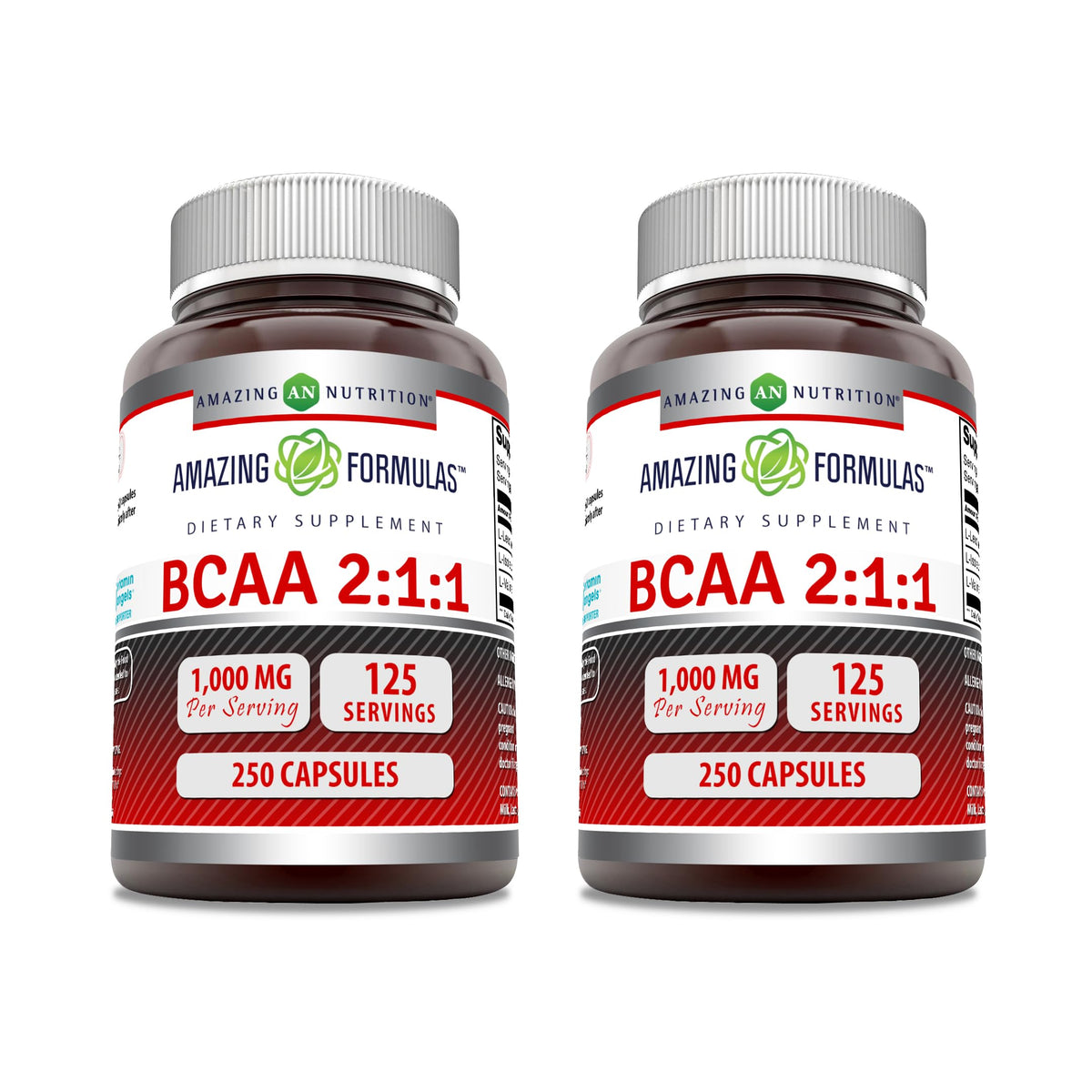 Amazing Nutrition BCAA 2:1:1 capsules front view for workout routine support