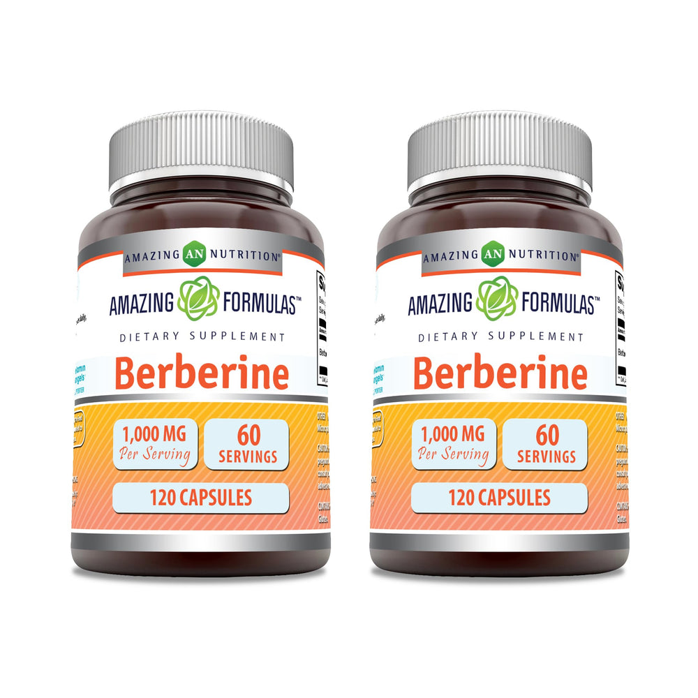 Amazing Nutrition berberine bottle showing 1000mg per serving for everyday supplementation