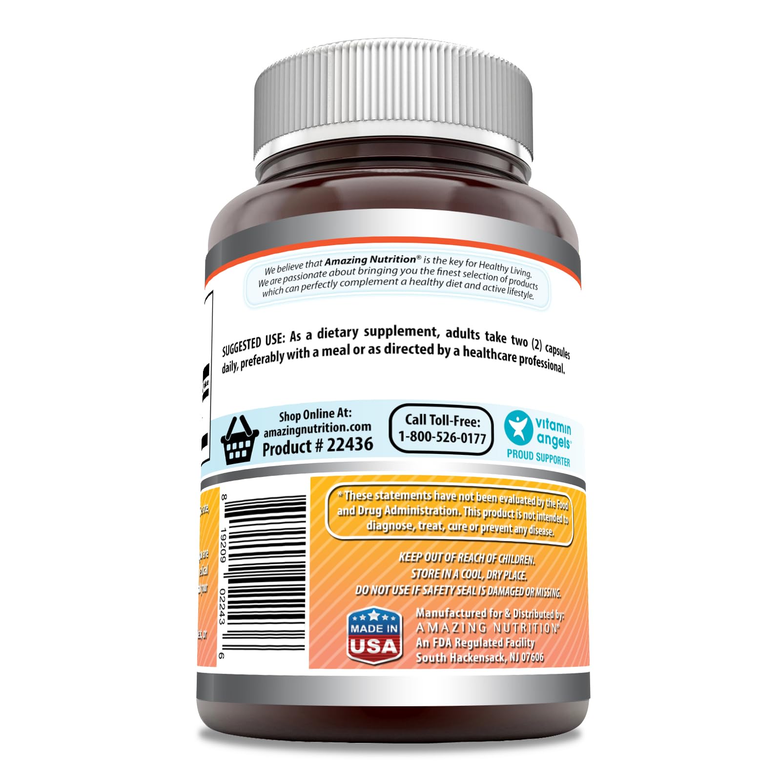 Amazing Nutrition Berberine 1000mg label highlights non-GMO and gluten-free attributes.