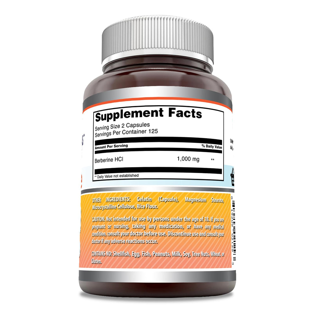 Amazing Nutrition Berberine capsules close-up highlighting potency and easy-to-swallow pills.