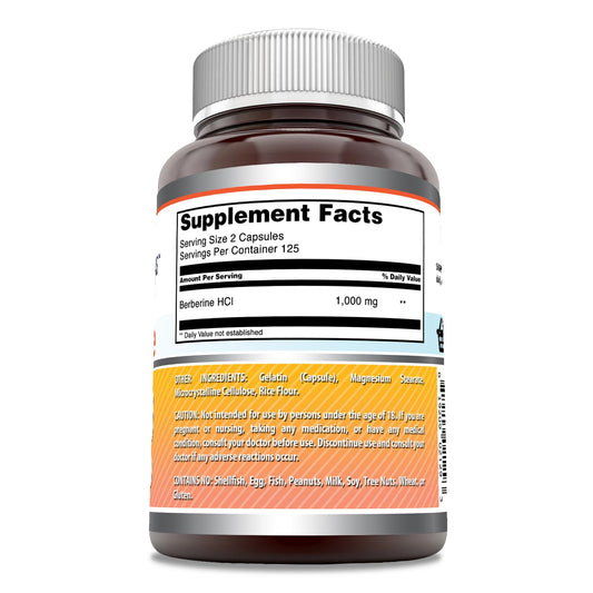 Amazing Nutrition Berberine capsules close-up highlighting potency and easy-to-swallow pills.