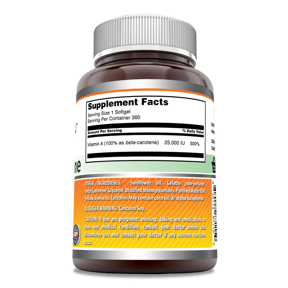 Amazing Nutrition Beta Carotene softgel close-up highlighting high-potency formula.