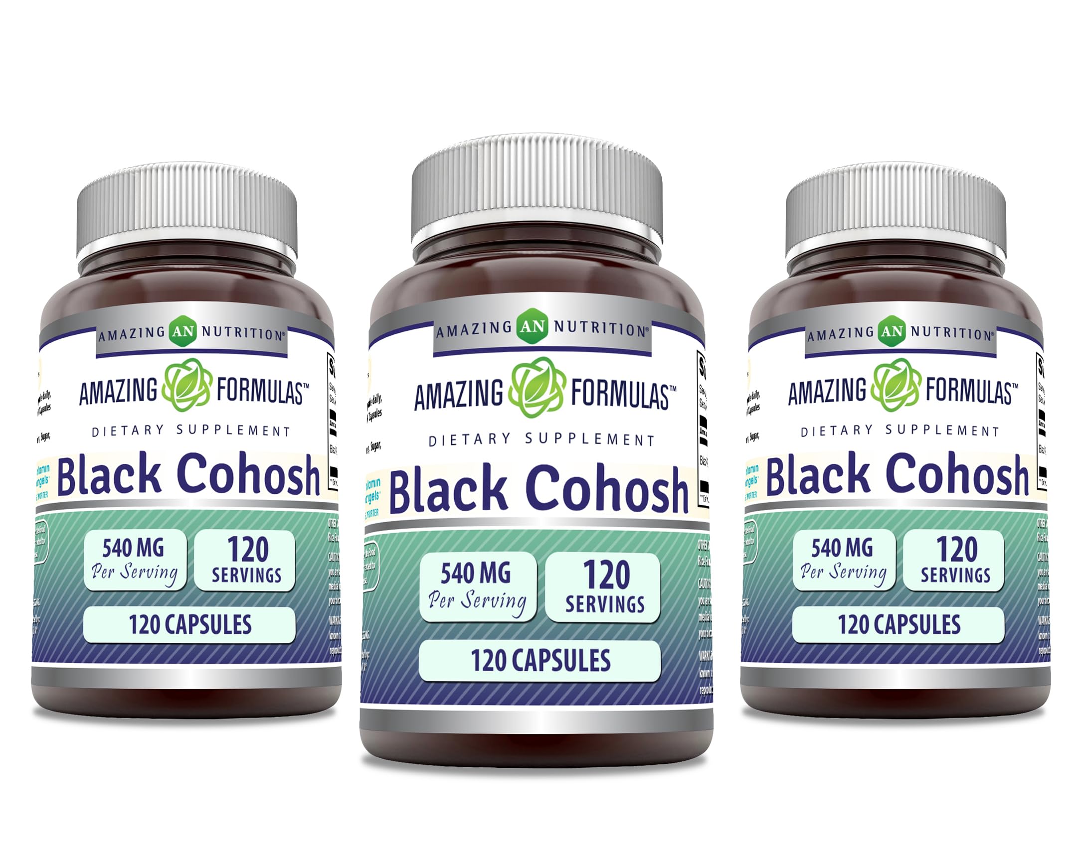 Amazing Nutrition Black Cohosh bottle with capsules for daily wellness support (gluten-free, non-GMO)