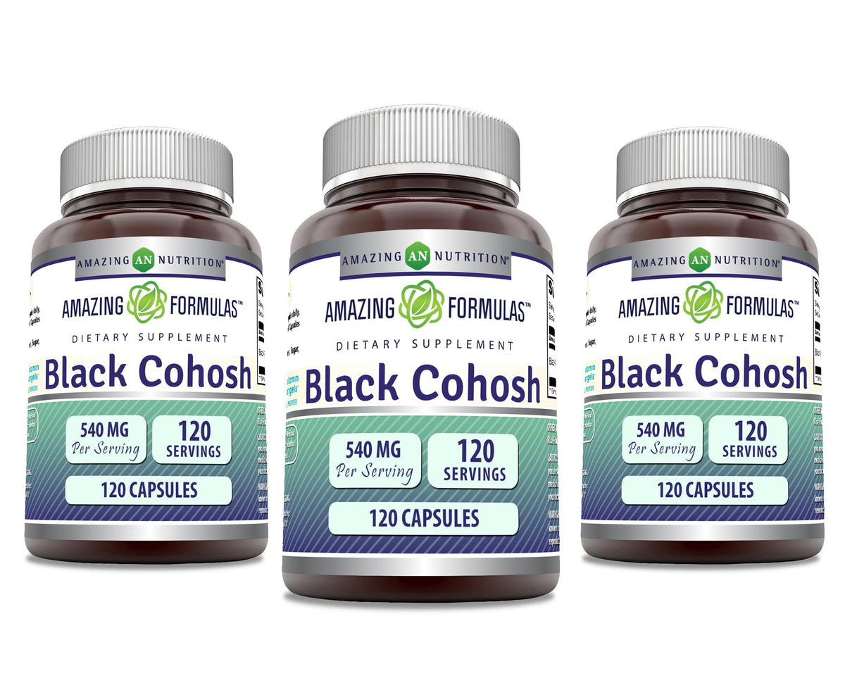 Amazing Nutrition Black Cohosh bottle with capsules for daily wellness support (gluten-free, non-GMO)