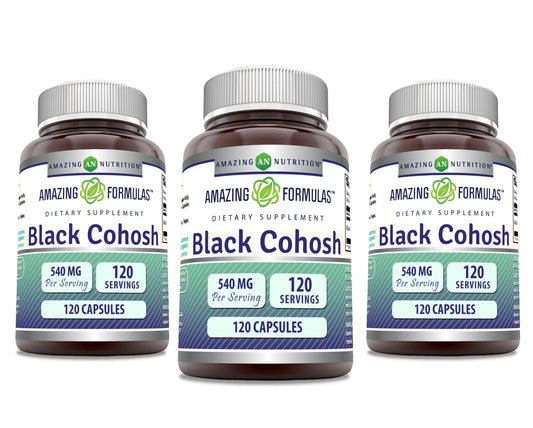 Amazing Nutrition Black Cohosh bottle with capsules for daily wellness support (gluten-free, non-GMO)