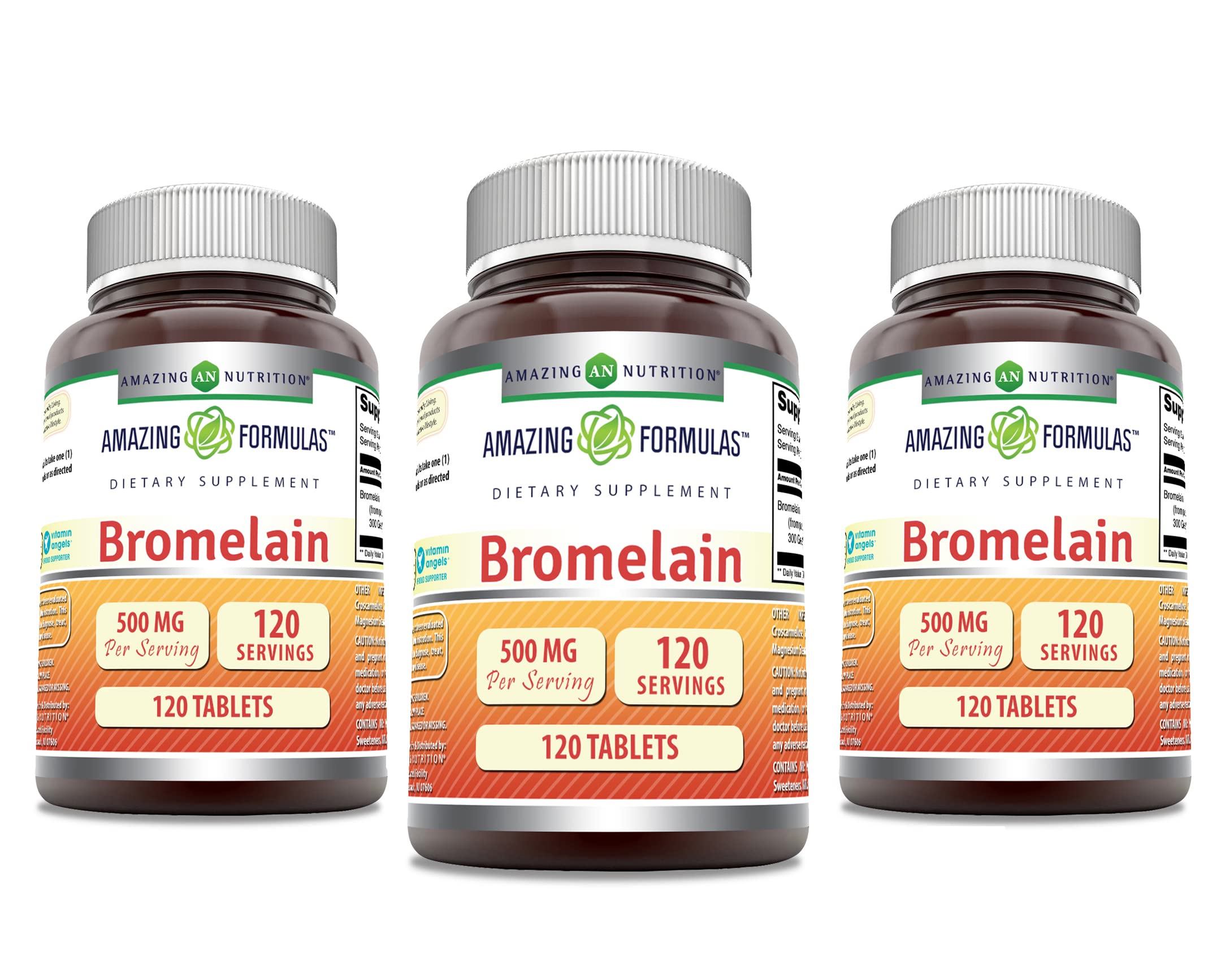 Amazing Nutrition Bromelain 500mg tablets front view easy-to-swallow daily supplement.