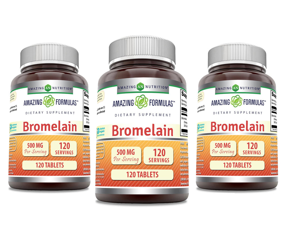 Amazing Nutrition Bromelain 500mg tablets front view easy-to-swallow daily supplement.