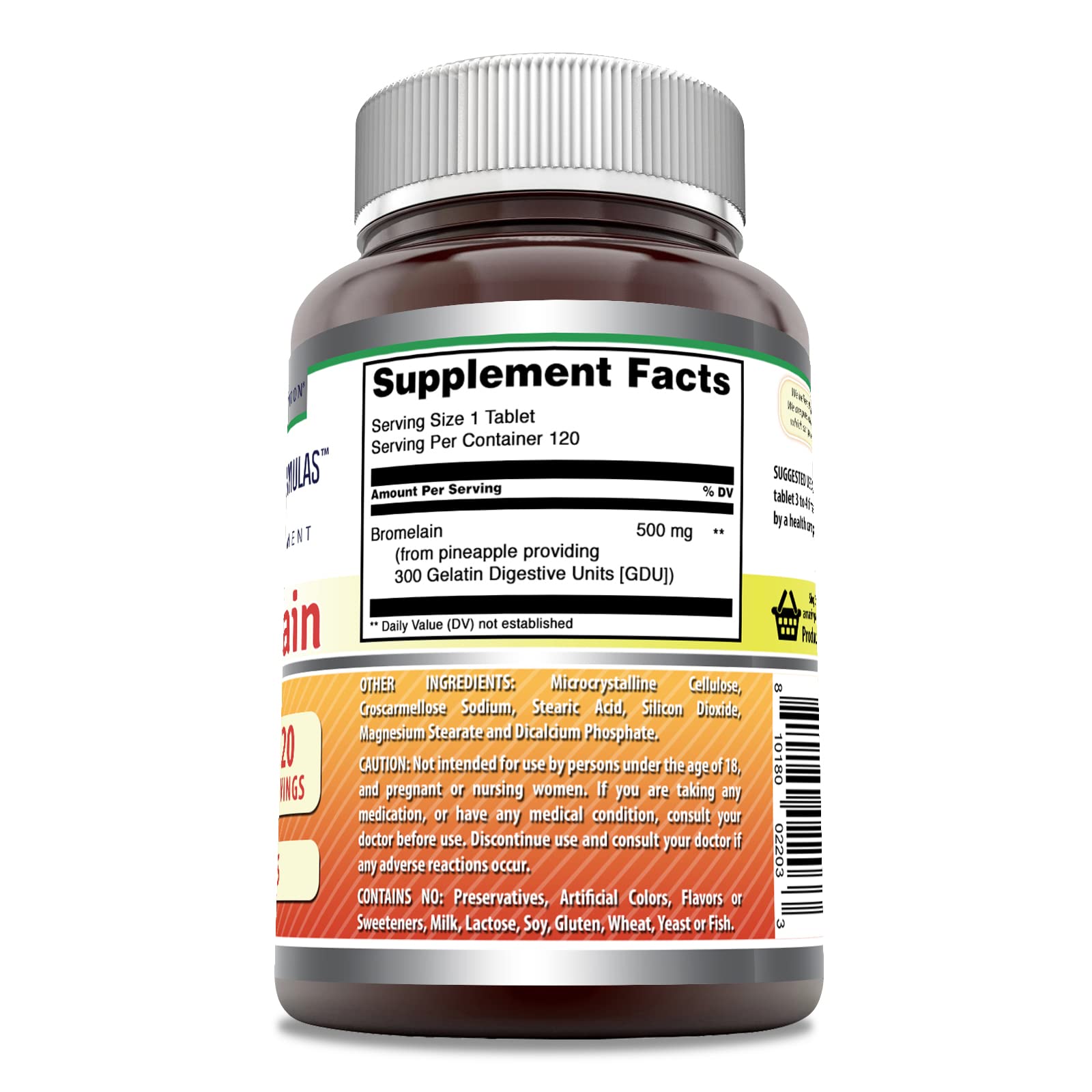 Amazing Nutrition Bromelain 500mg tablets third-party testing seal highlights quality.
