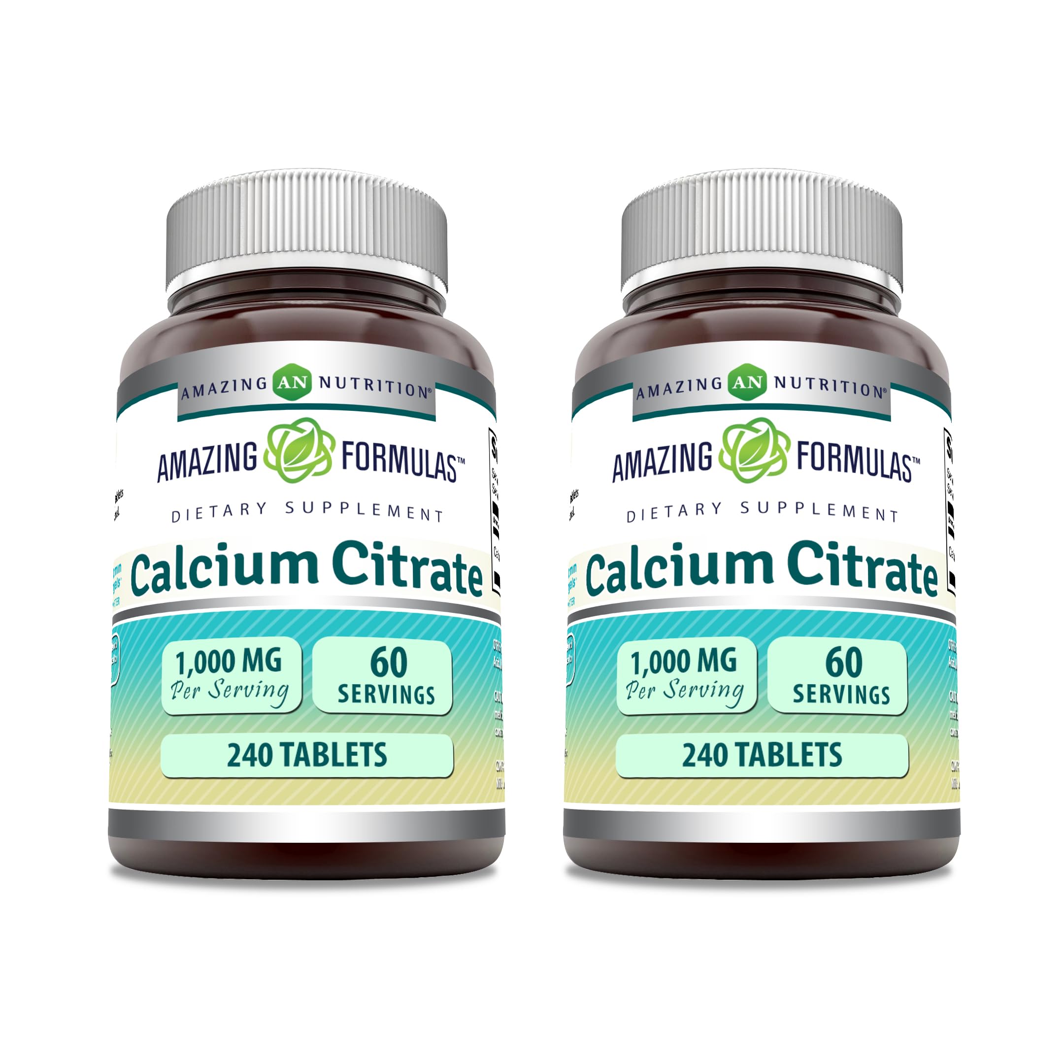 Amazing Nutrition calcium citrate 1000 mg bottle with clear label supports daily bone wellness