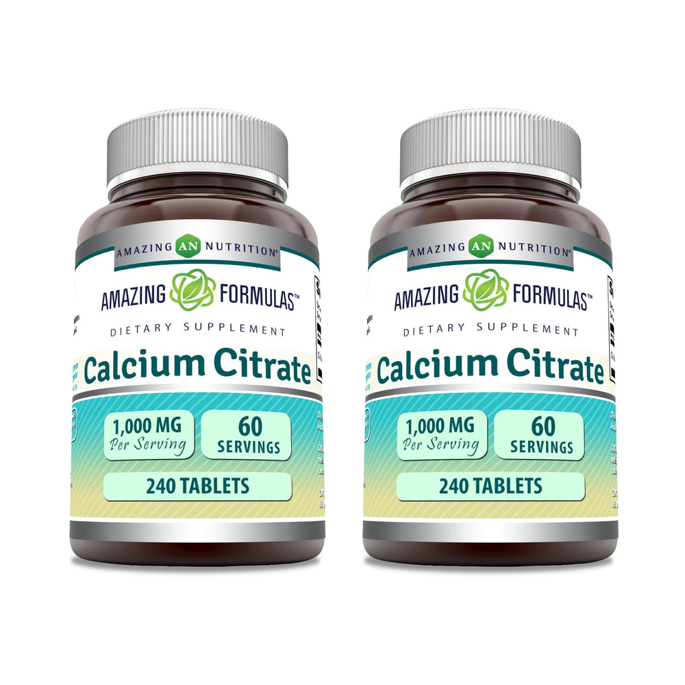 Amazing Nutrition calcium citrate 1000 mg bottle with clear label supports daily bone wellness