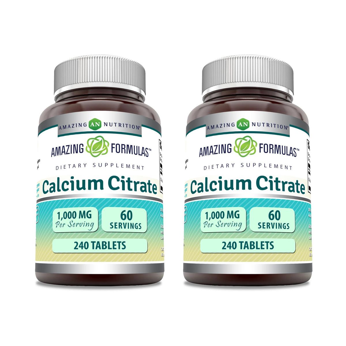 Amazing Nutrition calcium citrate 1000 mg bottle with clear label supports daily bone wellness