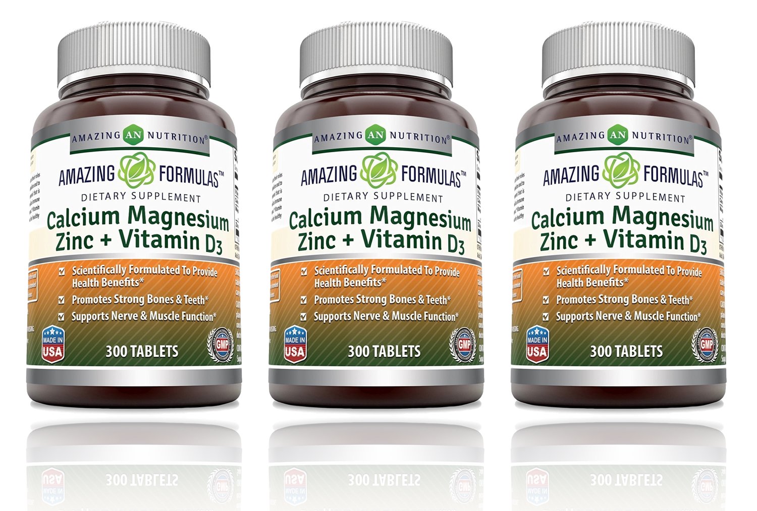 Amazing Nutrition calcium magnesium zinc bottle front view for daily mineral support