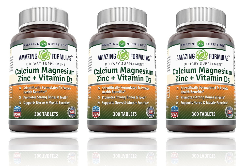 Amazing Nutrition calcium magnesium zinc bottle front view for daily mineral support