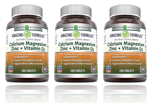 Amazing Nutrition calcium magnesium zinc bottle front view for daily mineral support