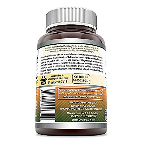 Amazing Nutrition calcium magnesium zinc tablet close-up showing texture