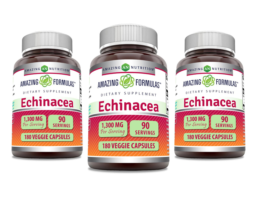 Amazing Nutrition Echinacea bottle shows 1300 mg potency for daily wellness