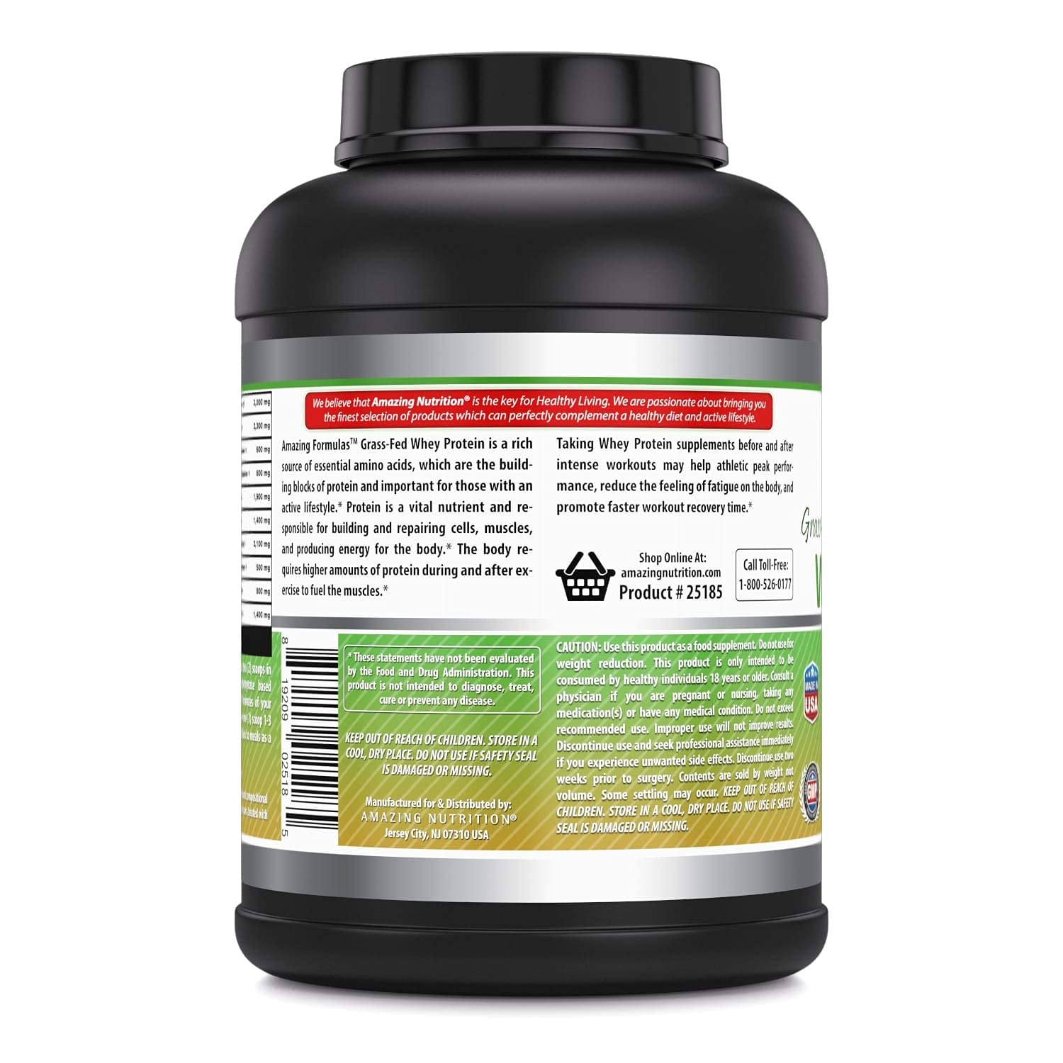 Amazing Nutrition Grass Fed Whey Protein Strawberry shaker-mix supports post-workout recovery.