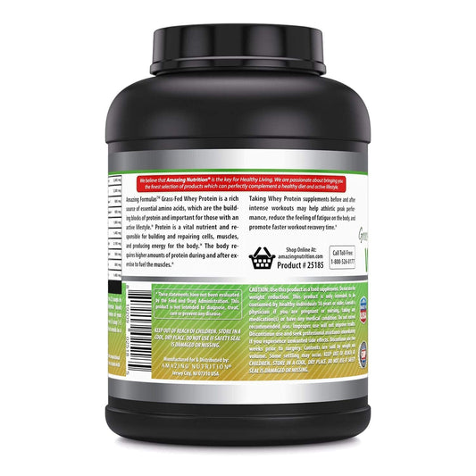 Amazing Nutrition Grass Fed Whey Protein Strawberry shaker-mix supports post-workout recovery.