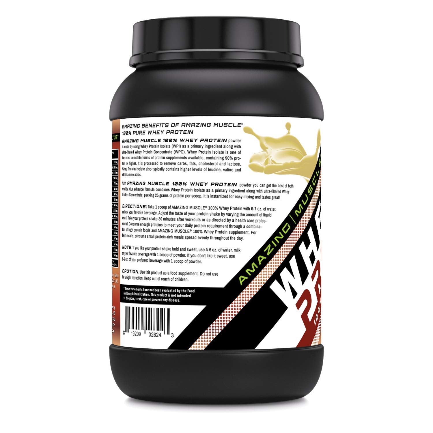 Amazing Nutrition hazelnut whey powder texture close-up, smooth mixability in drinks.