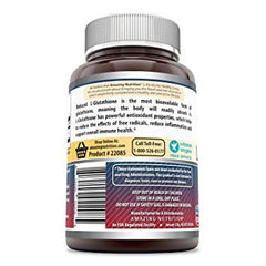 Amazing Nutrition L-Glutathione 500 mg bottle label detail conveys purity and quality