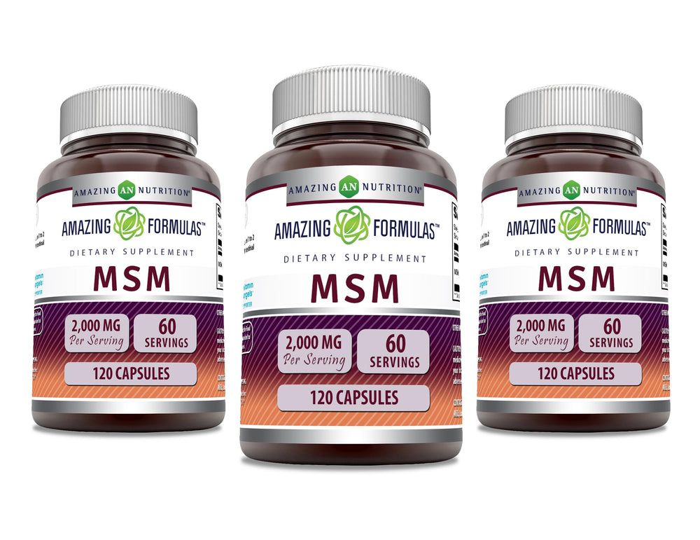 Amazing Nutrition MSM bottle-front showing 2000 mg per serving for daily routines.