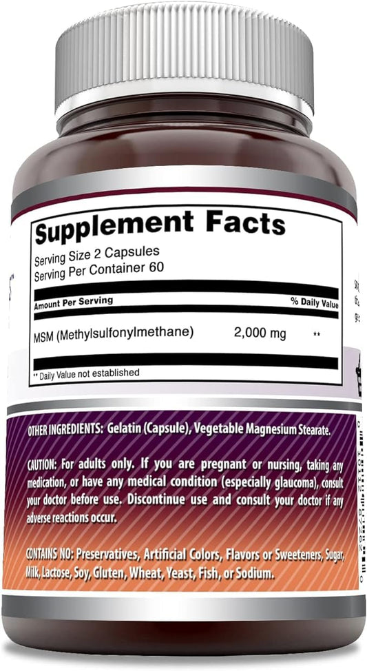 Amazing Nutrition MSM capsules-closeup with easy-to-swallow capsules for daily use.