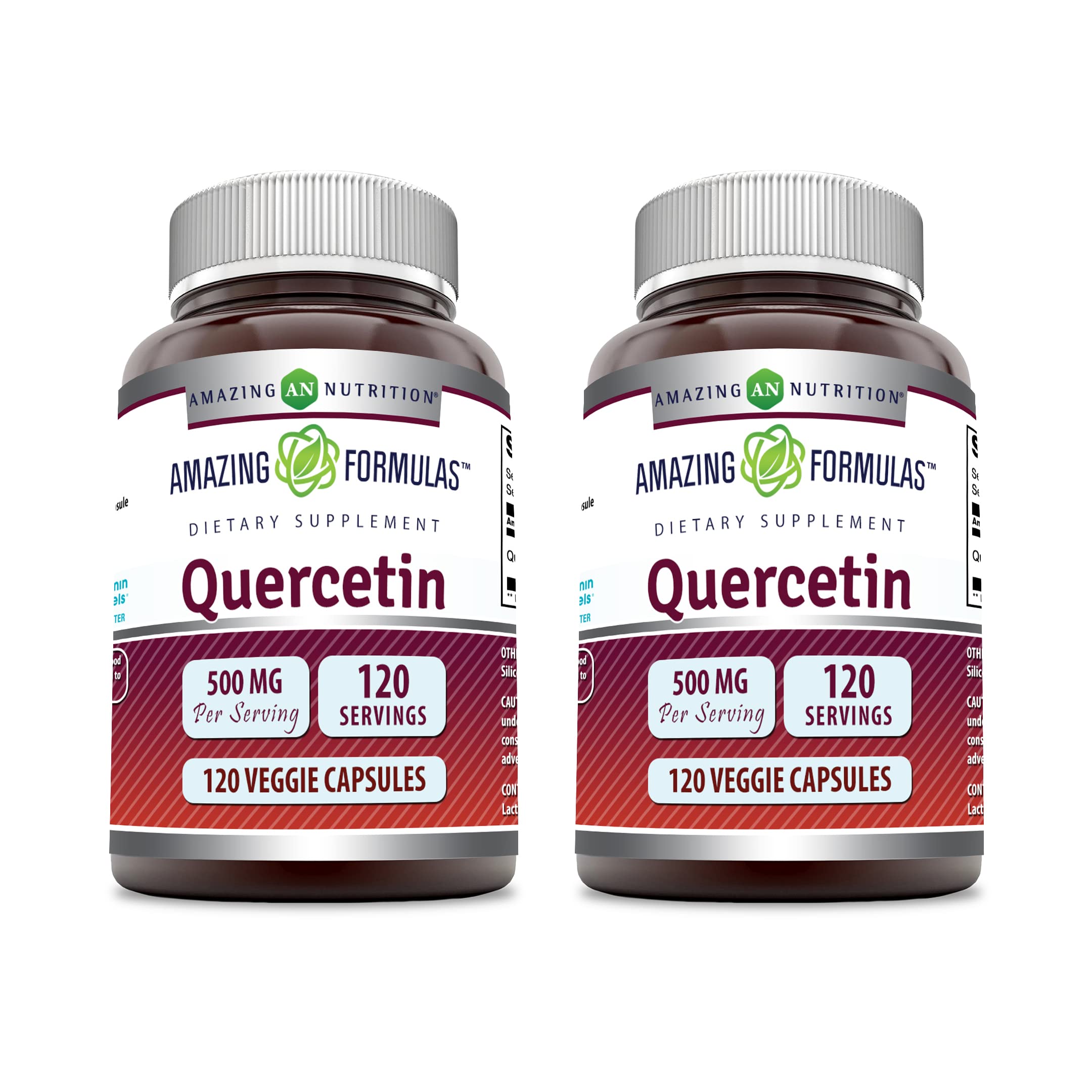 Amazing Nutrition Quercetin 500mg veggie capsules bottle for easy daily use