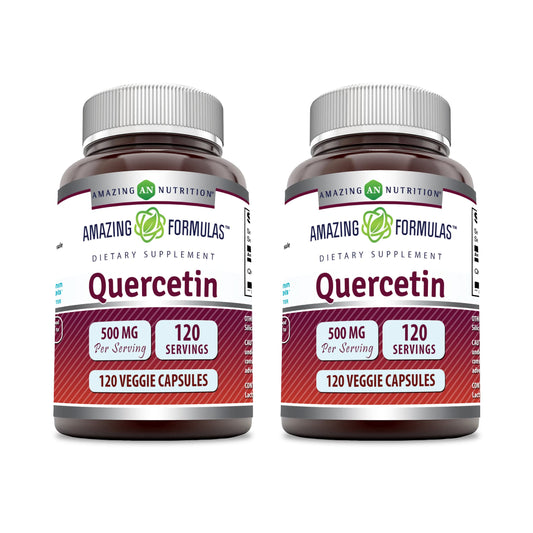 Amazing Nutrition Quercetin 500mg veggie capsules bottle for easy daily use