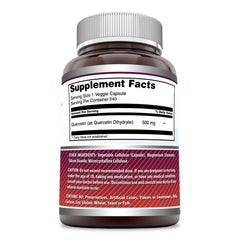 Amazing Nutrition Quercetin 500mg veggie capsules packaging shows gluten-free and non-GMO labeling.