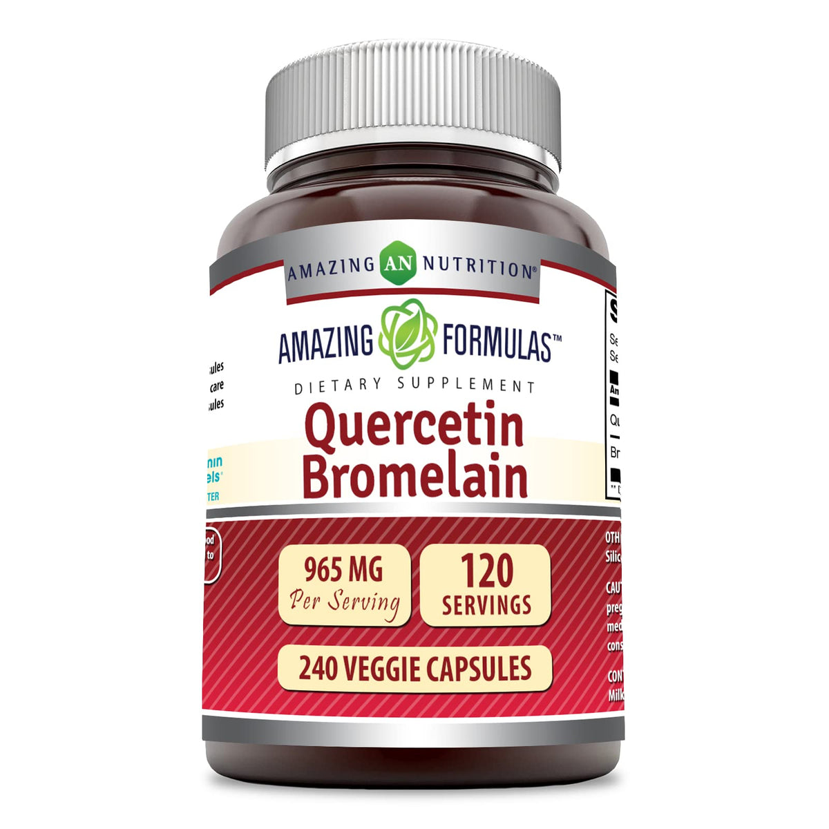 Amazing Nutrition Quercetin-Bromelain bottle with 240 vegan capsules for daily immune support