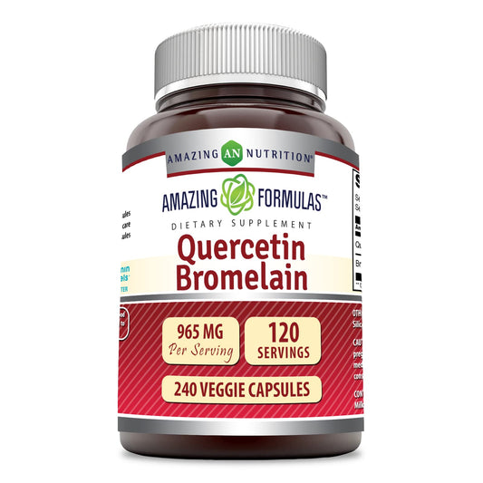 Amazing Nutrition Quercetin-Bromelain bottle with 240 vegan capsules for daily immune support
