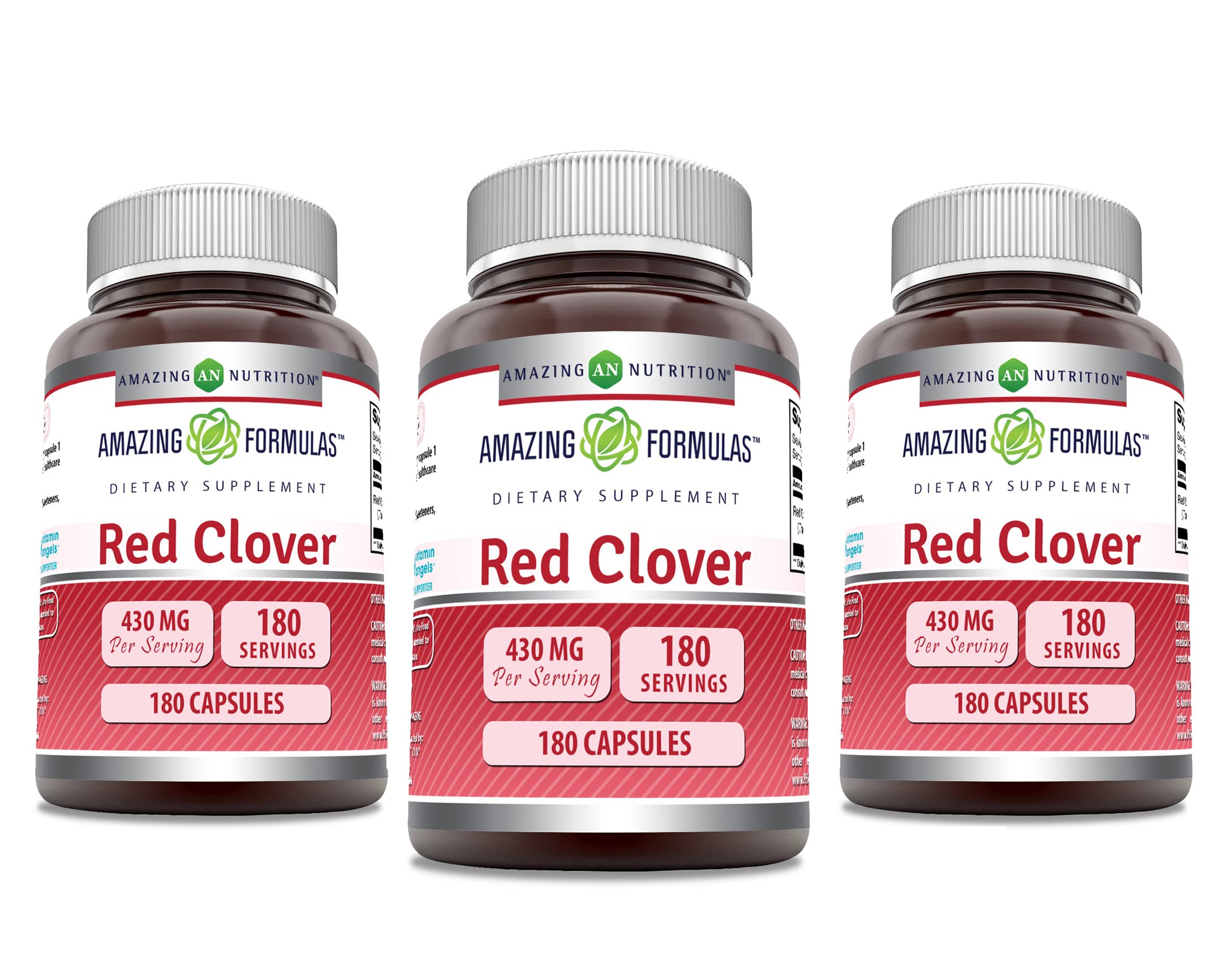 Amazing Nutrition Red Clover 430mg capsules bottle for daily wellness support.