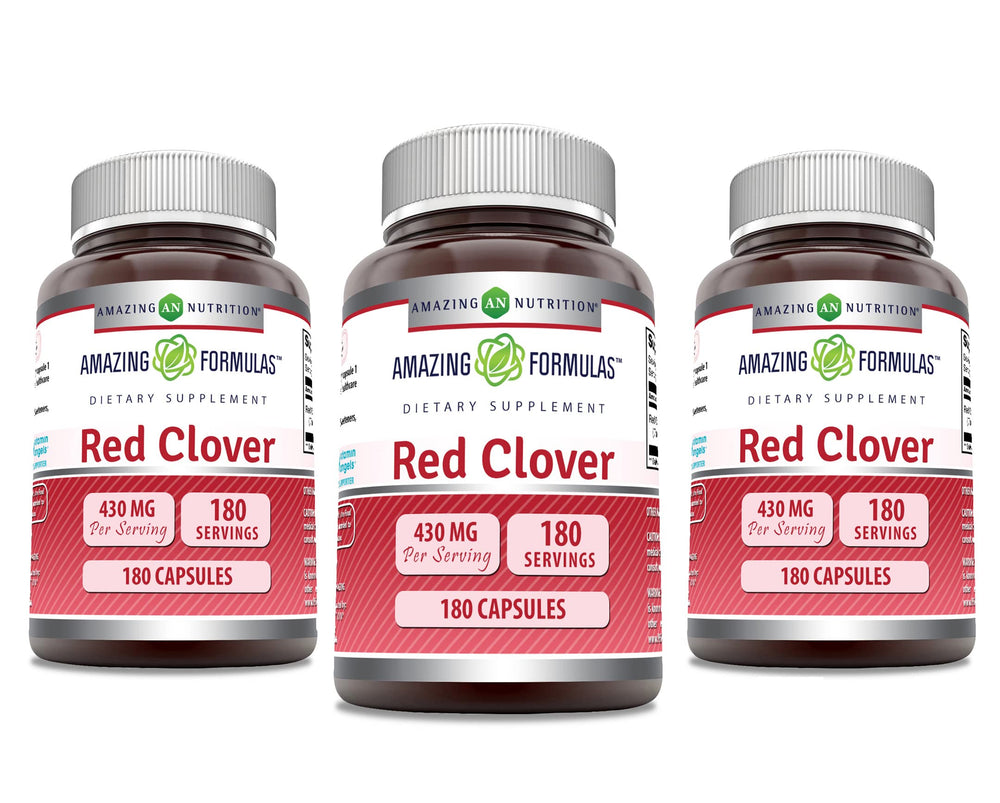 Amazing Nutrition Red Clover 430mg capsules bottle for daily wellness support.
