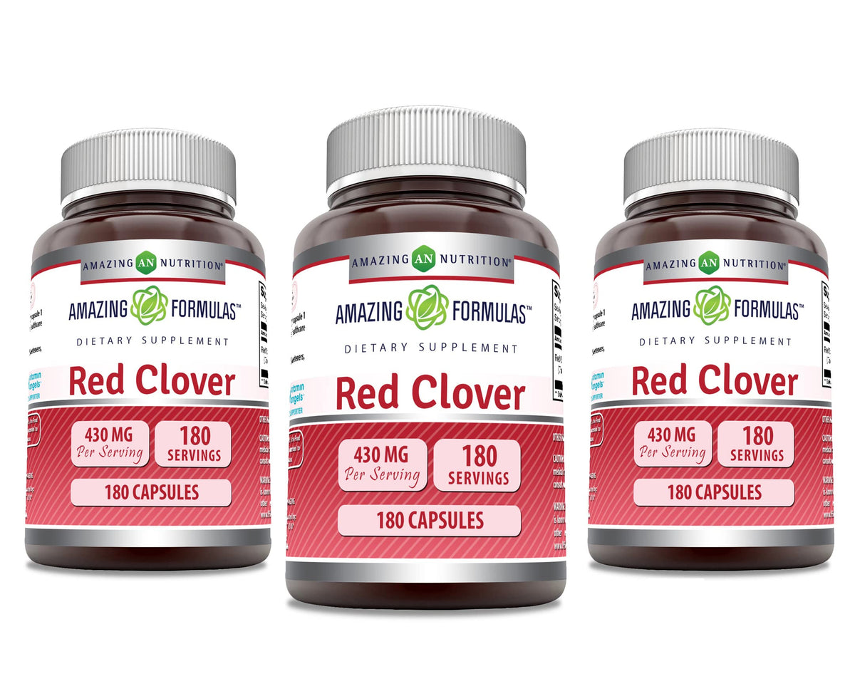 Amazing Nutrition Red Clover 430mg capsules bottle for daily wellness support.