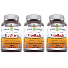 Amazing Nutrition riboflavin 400 mg capsules bottle front for daily energy support