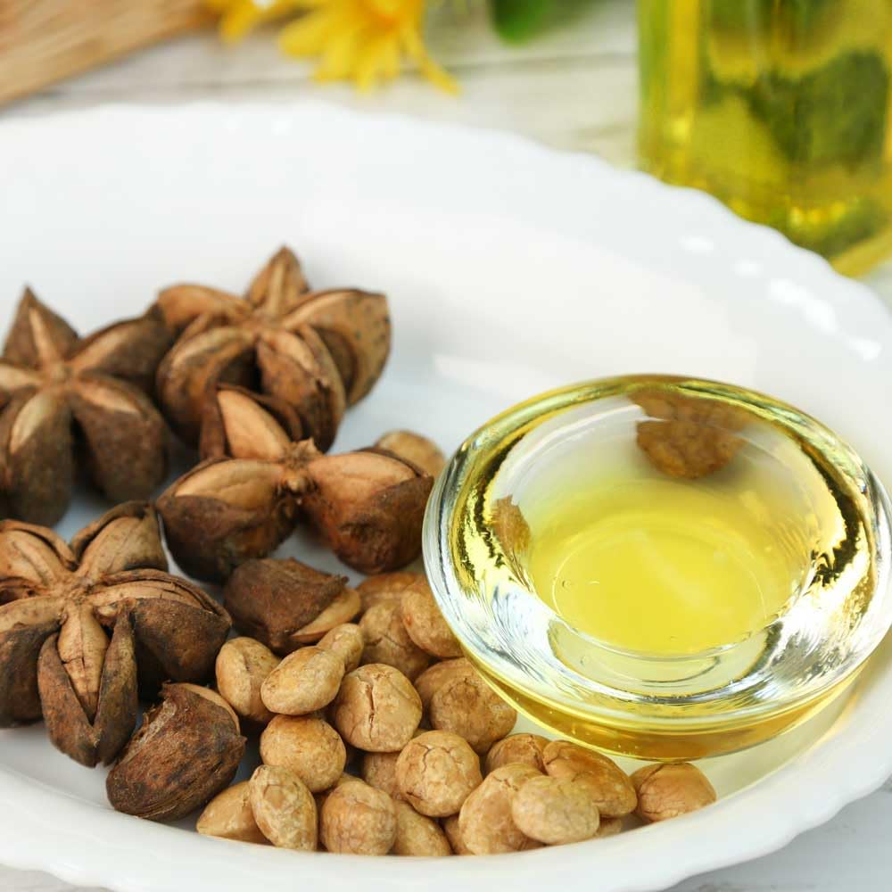 Amazon Andes Sacha Inchi Oil pour demonstrates versatile drizzle over meals.