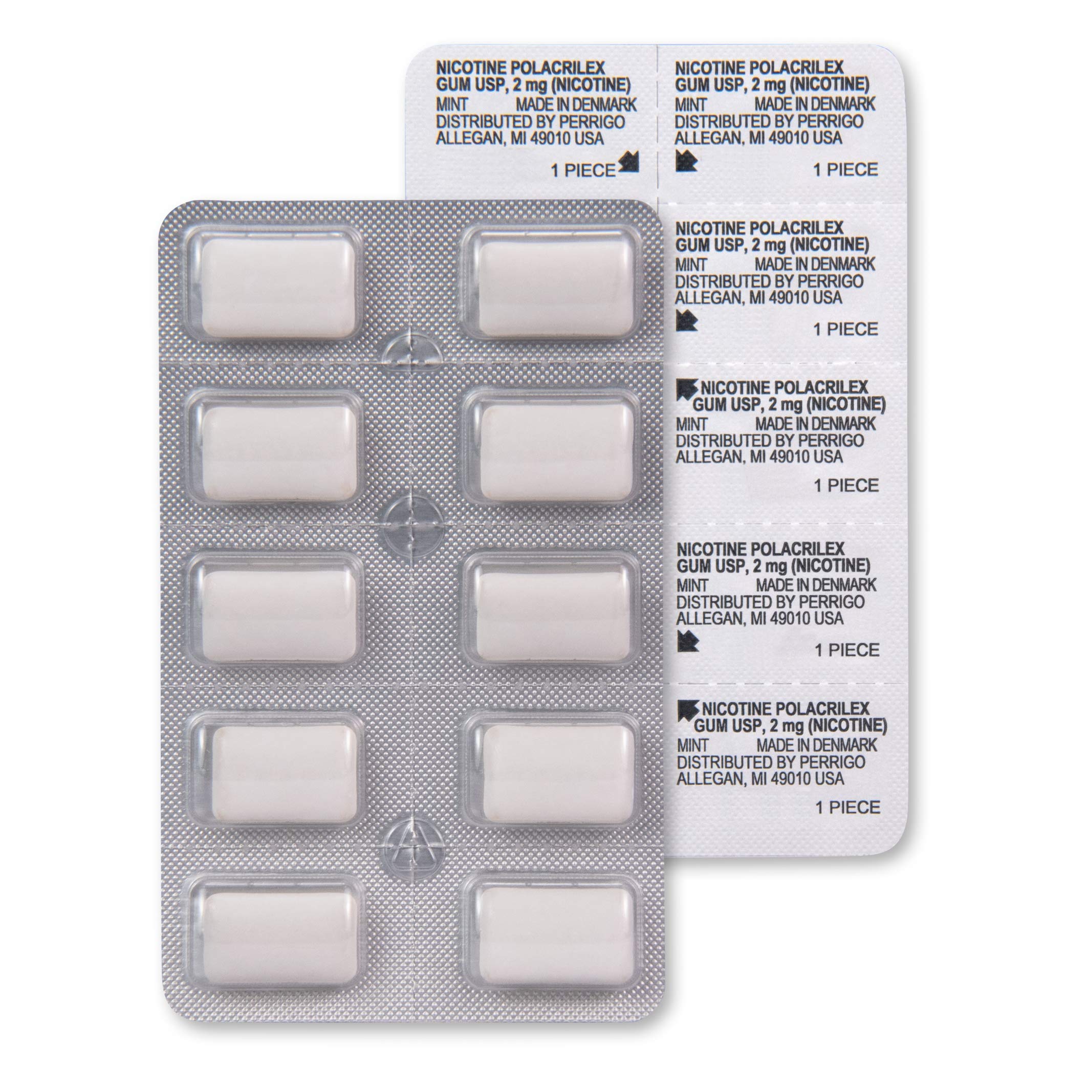 Shelf display of Amazon Basic Care 2 mg mint packaging indicating a practical quit aid choice