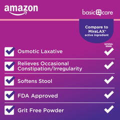 Unflavored Amazon Basic Care ClearLax powder dissolves into a drink with no gritty texture.