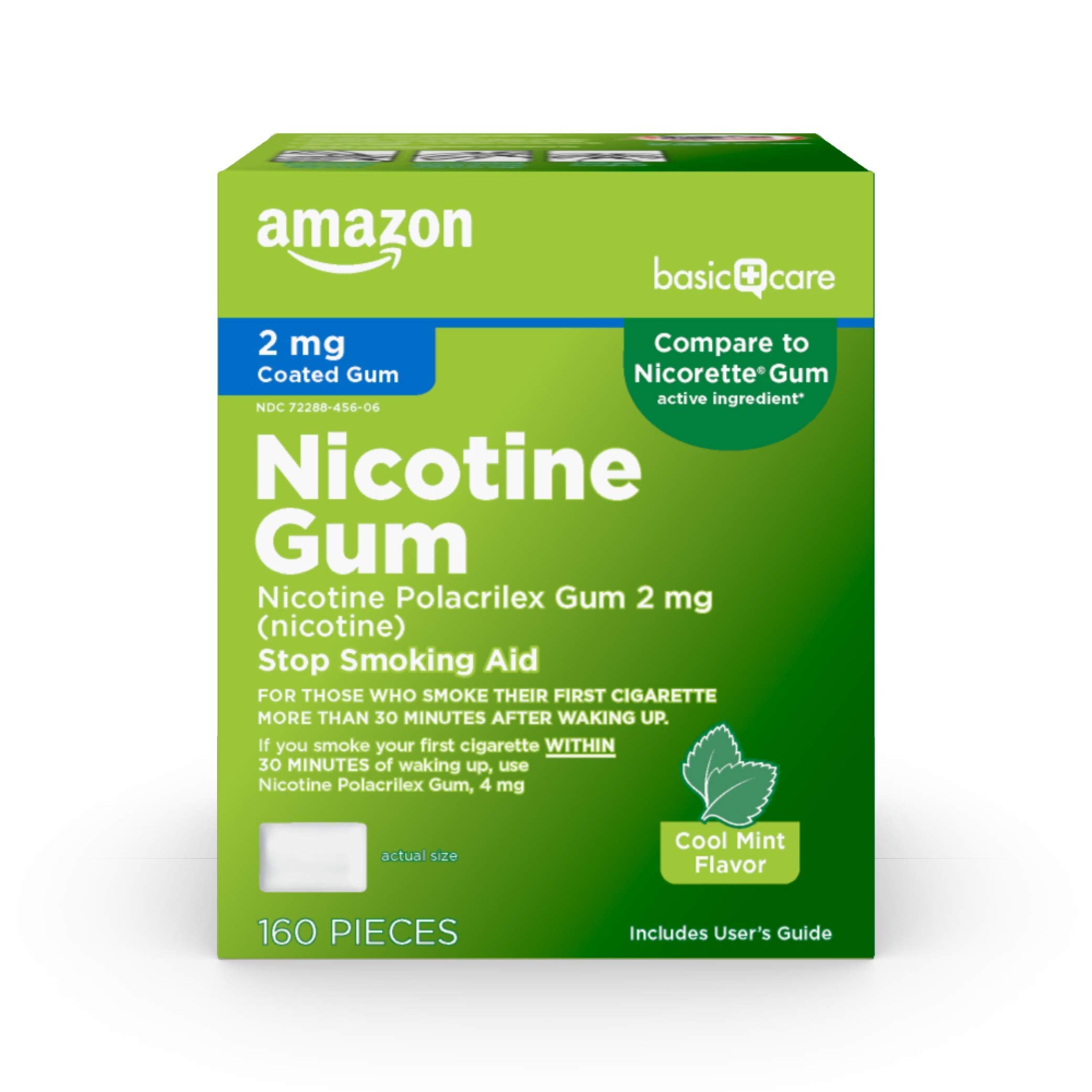 Amazon Basic Care coated nicotine gum 2 mg mint pack easing cravings during quit attempts