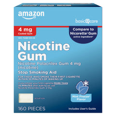 Amazon Basic Care 4 mg ice mint gum pack front for cravings support