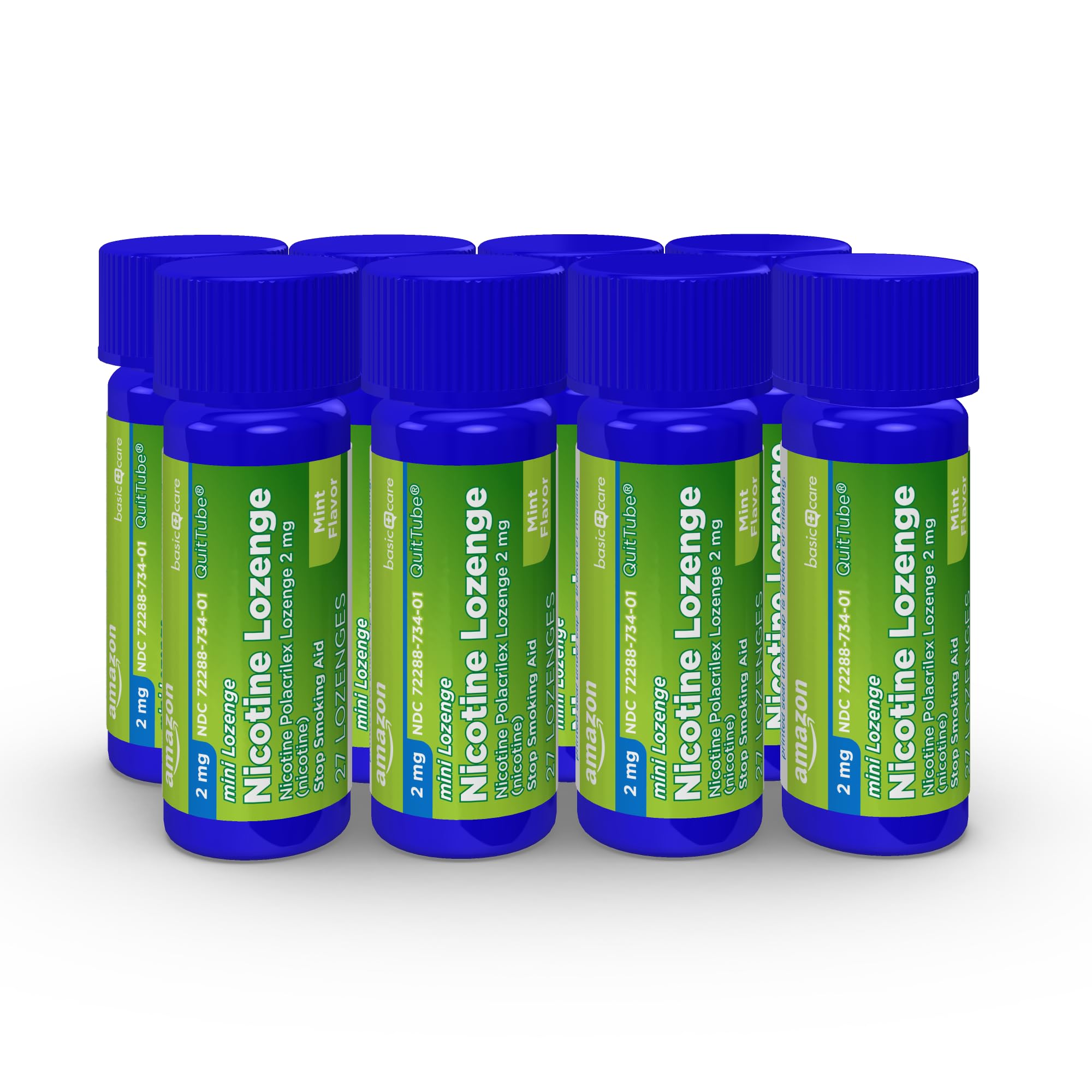 Amazon Basic Care lozenge mint dissolves in the mouth for quick craving relief.