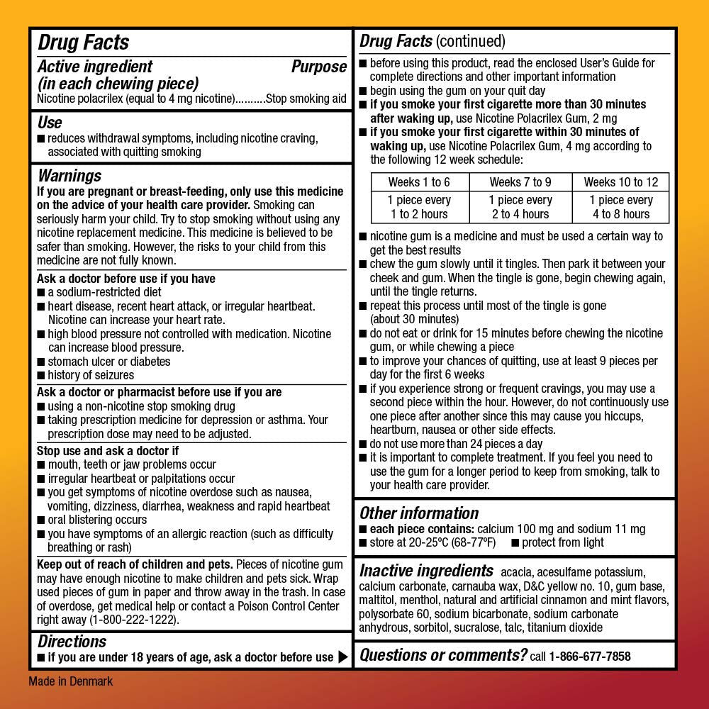 Amazon Basic Care nicotine gum 4 mg cinnamon strip on display for discreet use