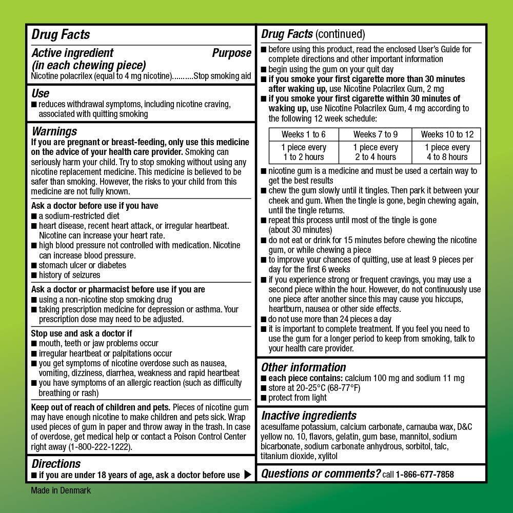 Amazon Basic Care nicotine gum 4mg holding gum demonstrates easy discreet craving relief.