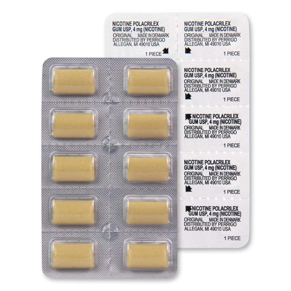 Amazon Basic Care 4 mg Original ingredients, featuring nicotine polacrilex formula.
